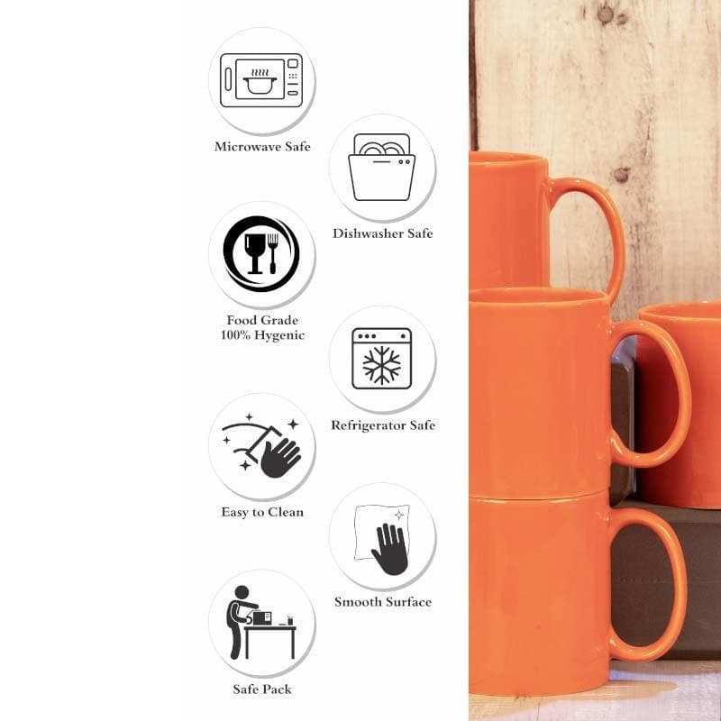 Buy Call Me Ceramic Mug (Orange) - Set Of Four Mug & Tea Cup from Vaaree