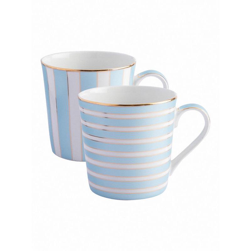 Buy Candra Stripe Blue Mug (310 ML) - Set Of Two Mug & Tea Cup from Vaaree