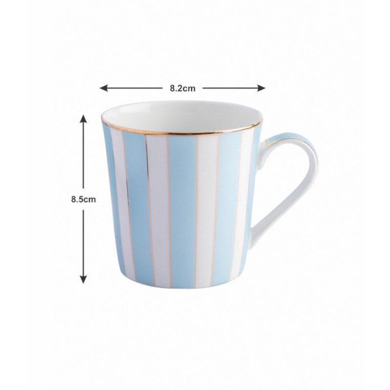 Buy Candra Stripe Blue Mug (310 ML) - Set Of Two Mug & Tea Cup from Vaaree