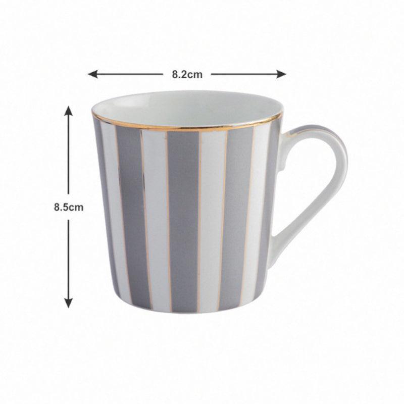 Buy Candra Stripe Grey Mug (310 ML) - Set Of Two Mug & Tea Cup from Vaaree