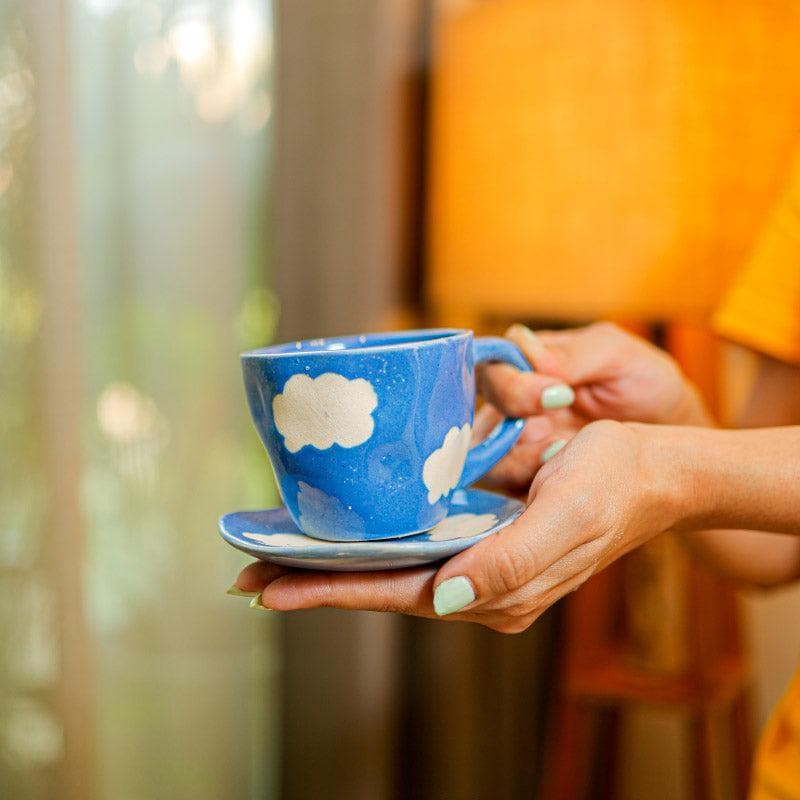 Buy Cloud Charm Cup And Saucer - Blue Mug & Tea Cup from Vaaree