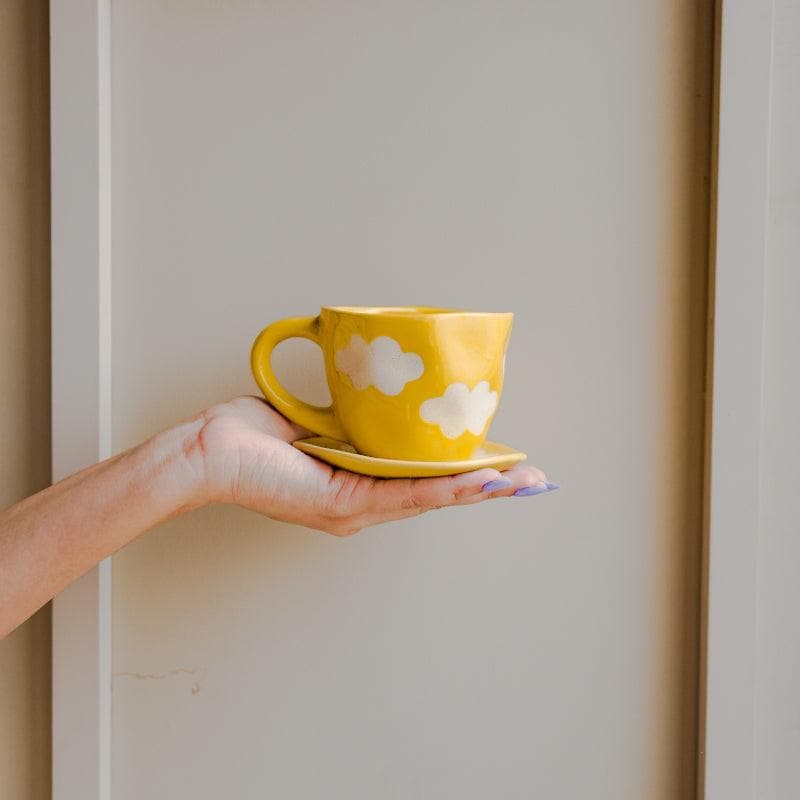 Buy Cloud Charm Cup And Saucer - Yellow Mug & Tea Cup from Vaaree