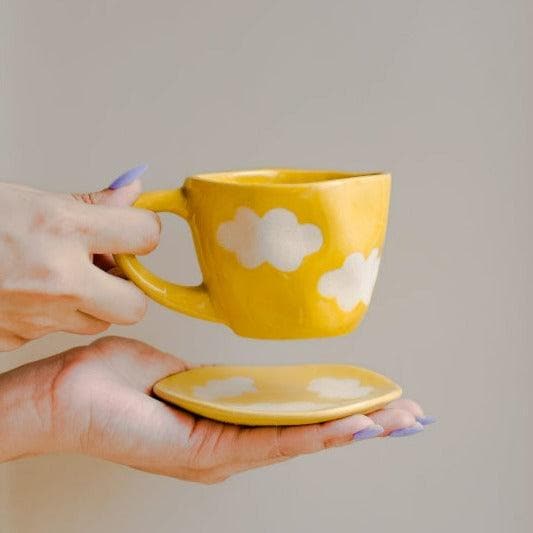 Buy Cloud Charm Cup And Saucer - Yellow Mug & Tea Cup from Vaaree