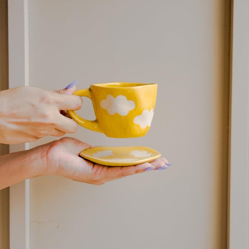 Buy Cloud Charm Cup And Saucer - Yellow Mug & Tea Cup from Vaaree