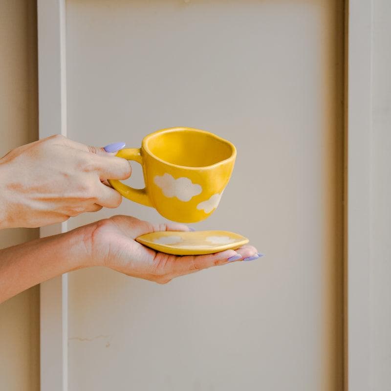 Buy Cloud Charm Cup And Saucer - Yellow Mug & Tea Cup from Vaaree