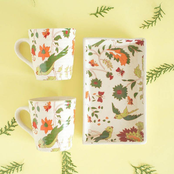 Mug & Tea Cup - Cordelia Mug With Rectangle Tray Set - Set Of Three