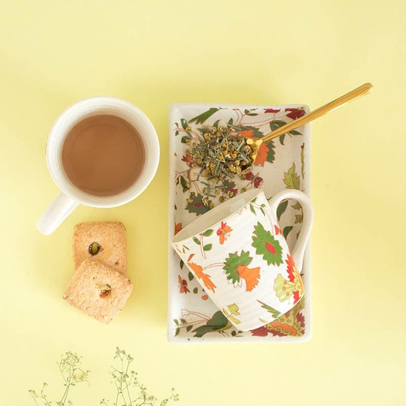 Mug & Tea Cup - Cordelia Mug With Rectangle Tray Set - Set Of Three