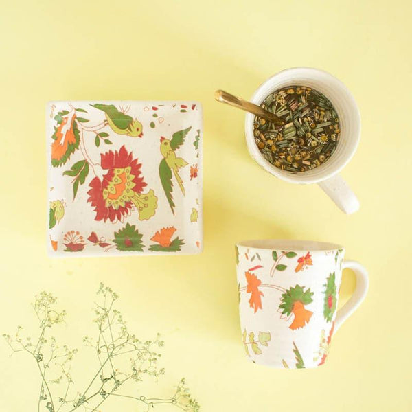 Mug & Tea Cup - Cordelia Mug With Square Tray Set - Set Of Three