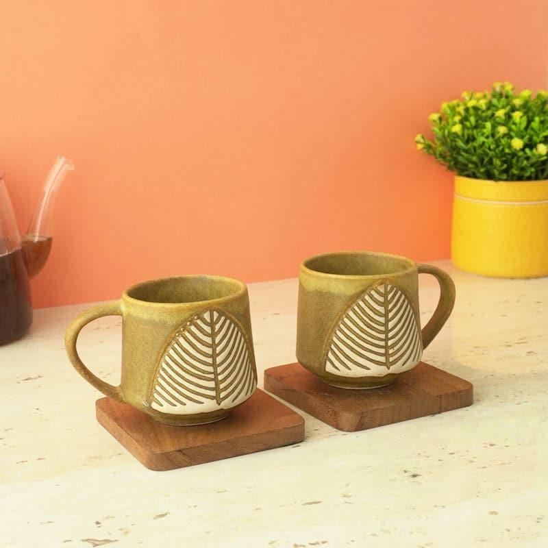 Buy Cove Leaf Mug (Olive Green) - Set Of Two Mug & Tea Cup from Vaaree