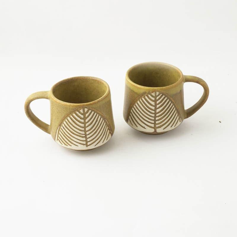 Buy Cove Leaf Mug (Olive Green) - Set Of Two Mug & Tea Cup from Vaaree