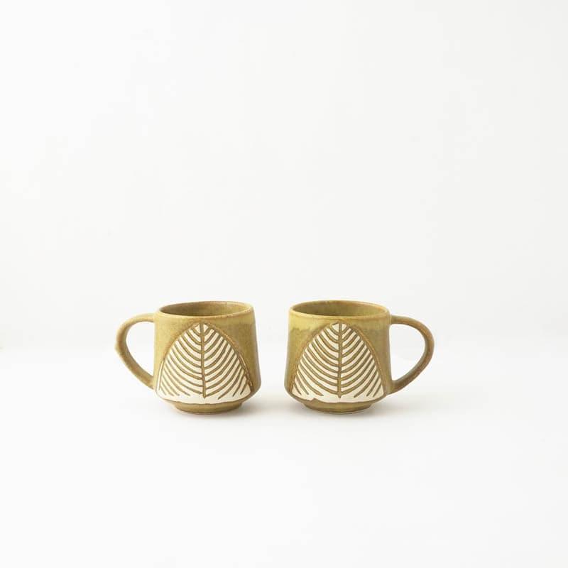 Buy Cove Leaf Mug (Olive Green) - Set Of Two Mug & Tea Cup from Vaaree