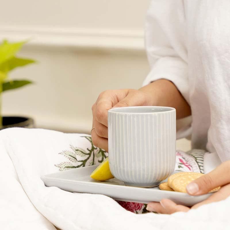 Mug & Tea Cup - Cristie Ribbed Mug And Tray Set (Grey) - Set Of Two