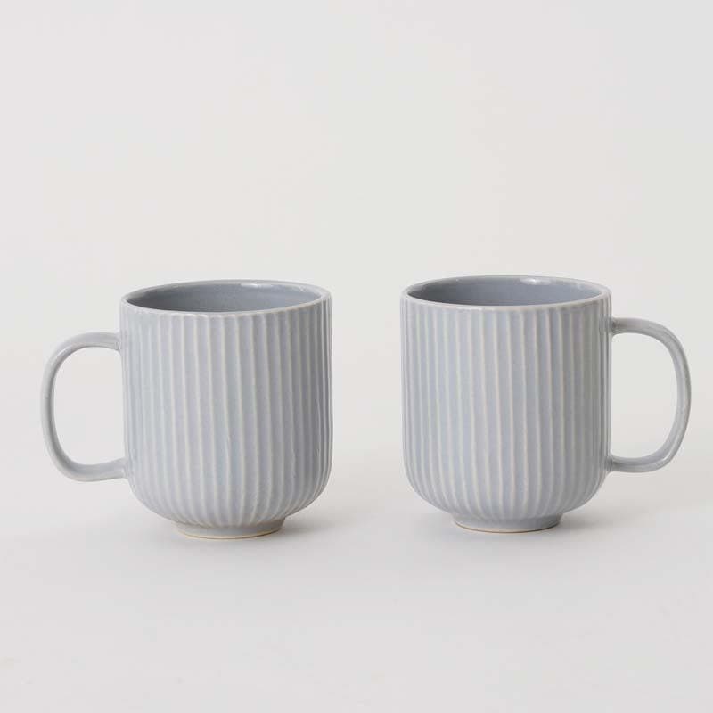 Buy Cristie Ribbed Mugs And Tray Set (Grey) - Set Of Three Mug & Tea Cup from Vaaree