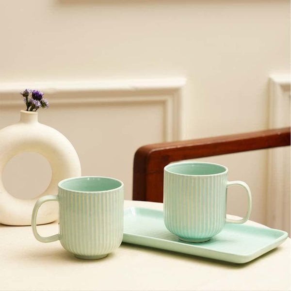 Mug & Tea Cup - Cristie Ribbed Mugs (Mint) - Set Of Two