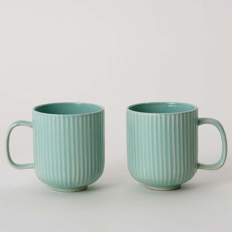 Mug & Tea Cup - Cristie Ribbed Mugs (Mint) - Set Of Two