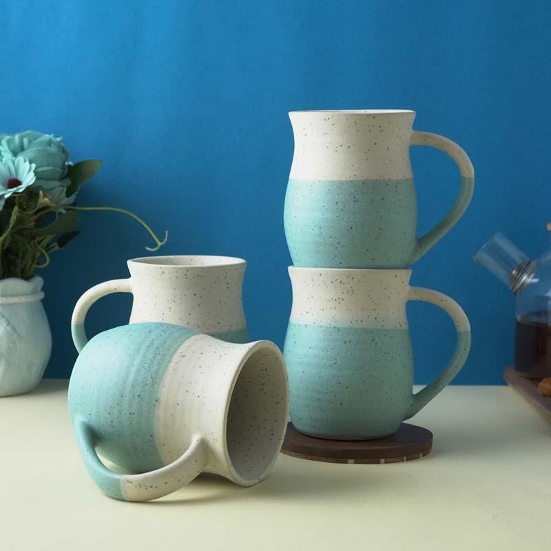 Buy Dual Bliss Blue Mug (400 ML) - Set Of Four Mug & Tea Cup from Vaaree