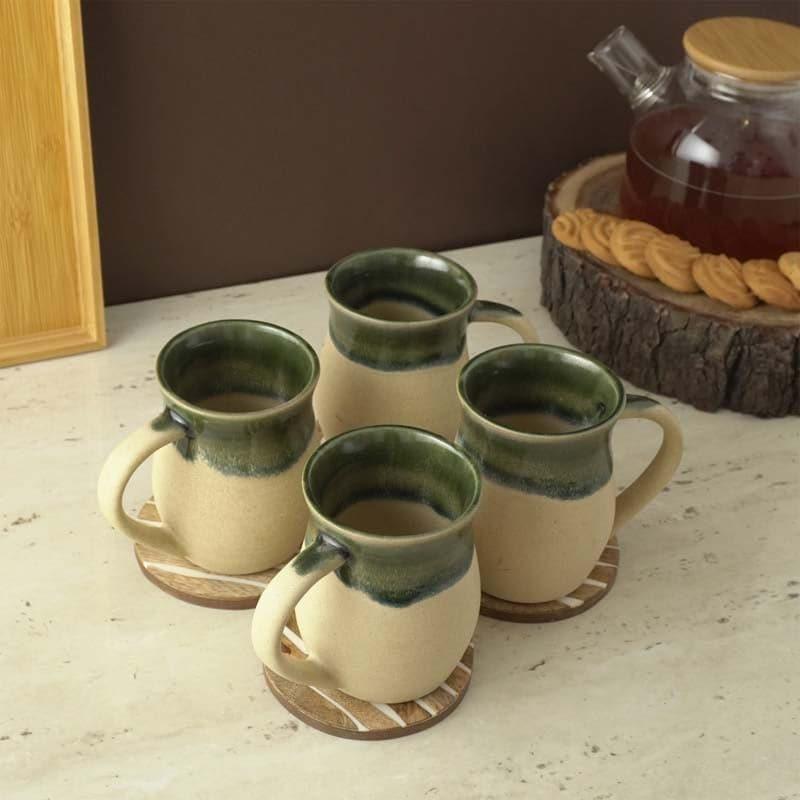 Buy Dual Bliss Green Mug (400 ML) - Set Of Four Mug & Tea Cup from Vaaree