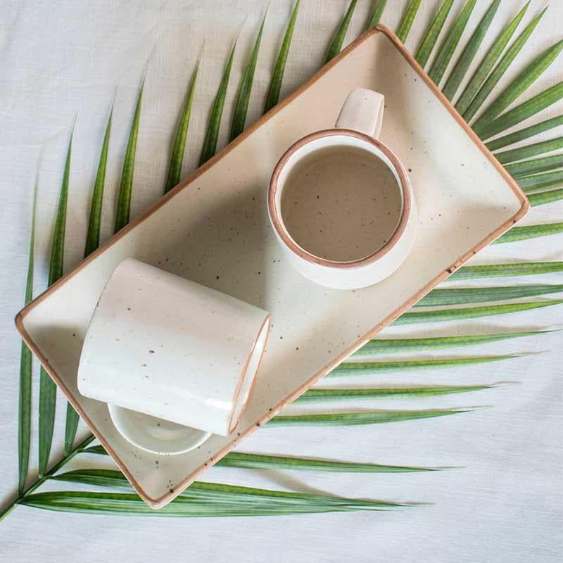 Buy Earthy Elegance Mug & Tray - Three Piece Set Mug & Tea Cup from Vaaree