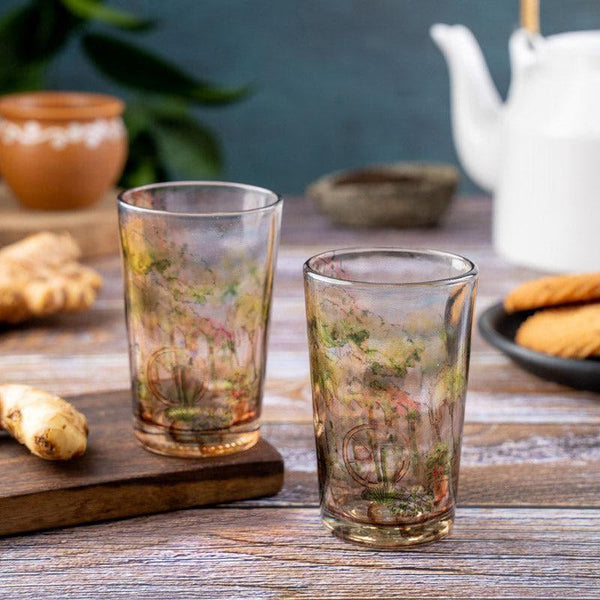 Mug & Tea Cup - English Flower Adorned Chai Glass - Set of Two