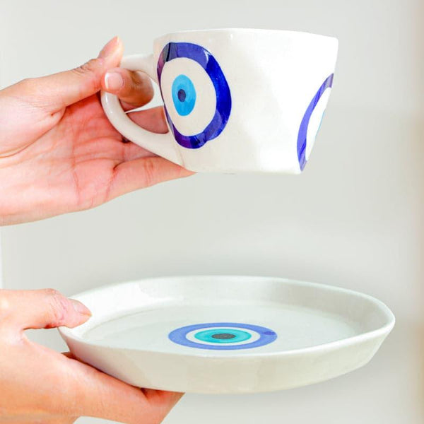 Mug & Tea Cup - Evil Eye Cup & Saucer Set - 300 ML