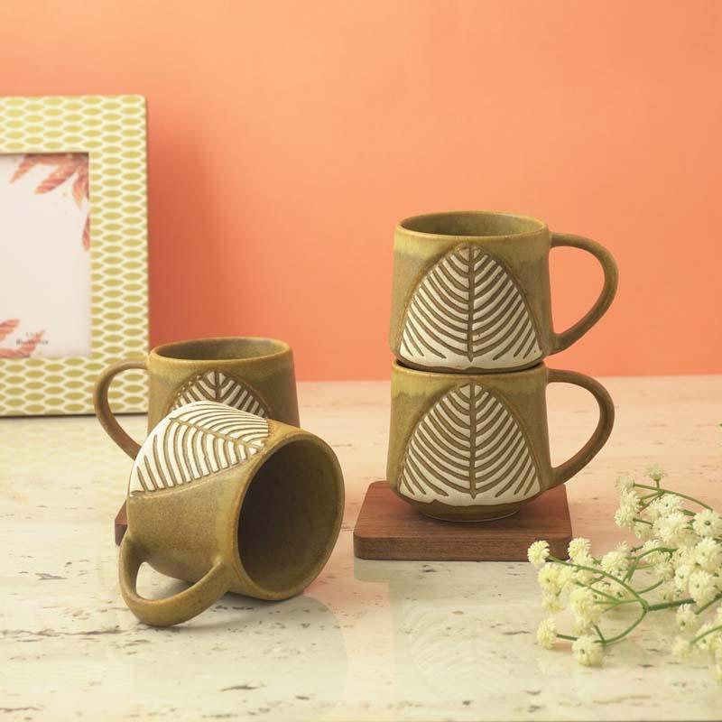 Buy Feuille Brown Mug (200 ML) - Set Of Four Mug & Tea Cup from Vaaree