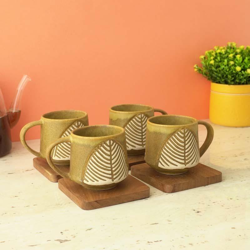 Buy Feuille Brown Mug (200 ML) - Set Of Four Mug & Tea Cup from Vaaree