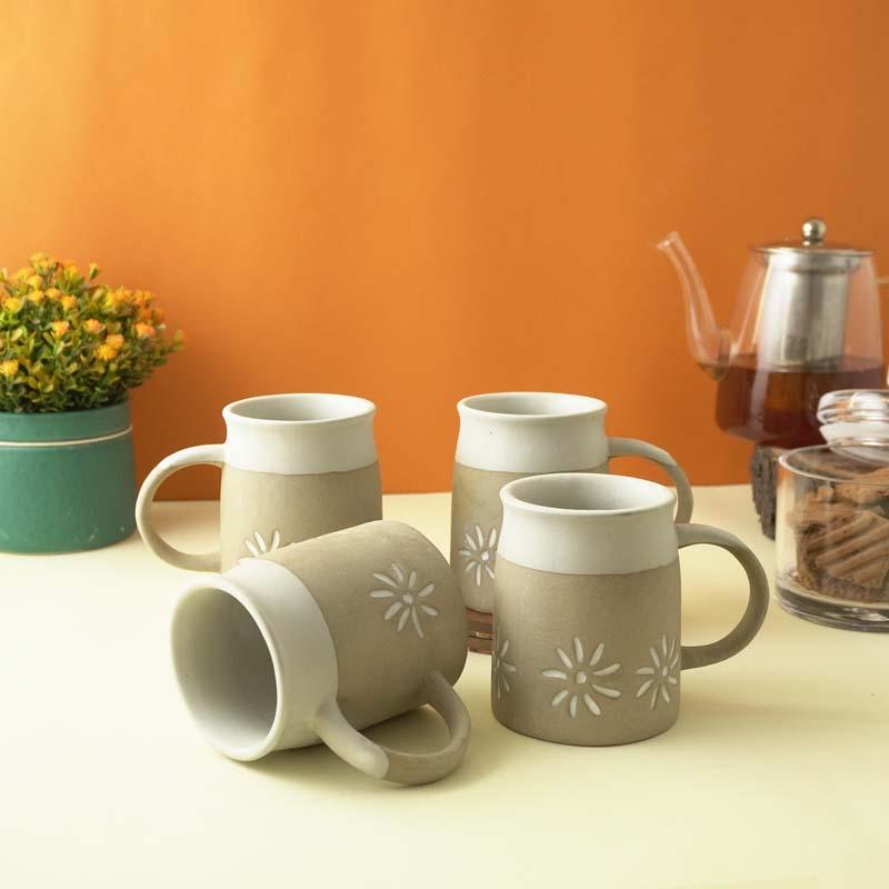 Buy Floral Dip Ceramic Mug (300 ML) - Set of Four Mug & Tea Cup from Vaaree