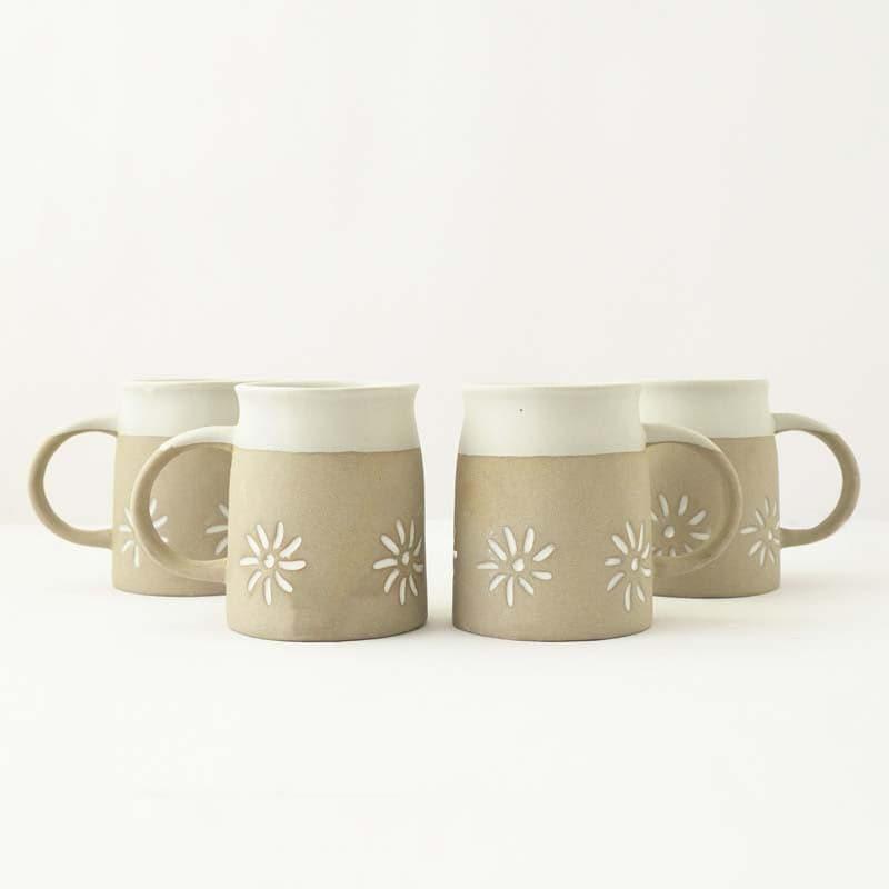 Buy Floral Dip Ceramic Mug (300 ML) - Set of Four Mug & Tea Cup from Vaaree