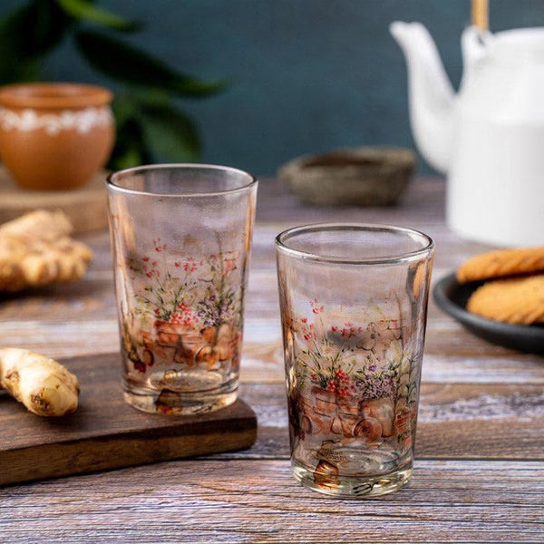 Mug & Tea Cup - Floral Field Frosted Chai Glass - Set Of Two