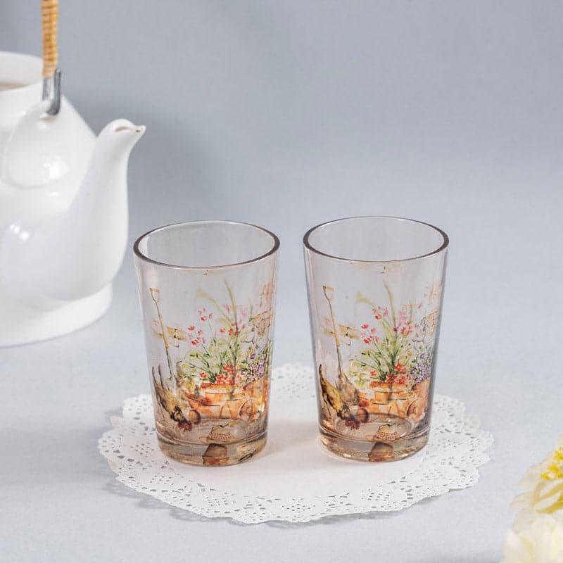 Buy Floral Field Frosted Chai Glass - Set Of Two Mug & Tea Cup from Vaaree