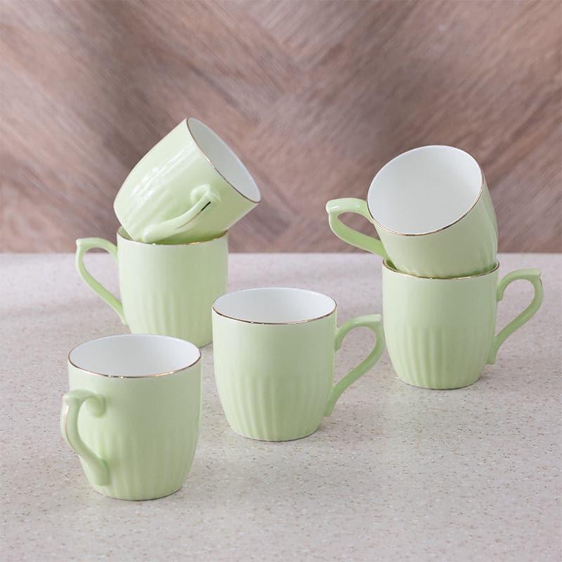 Mug & Tea Cup - Glimo Green Mug (200 ML) - Set Of Six