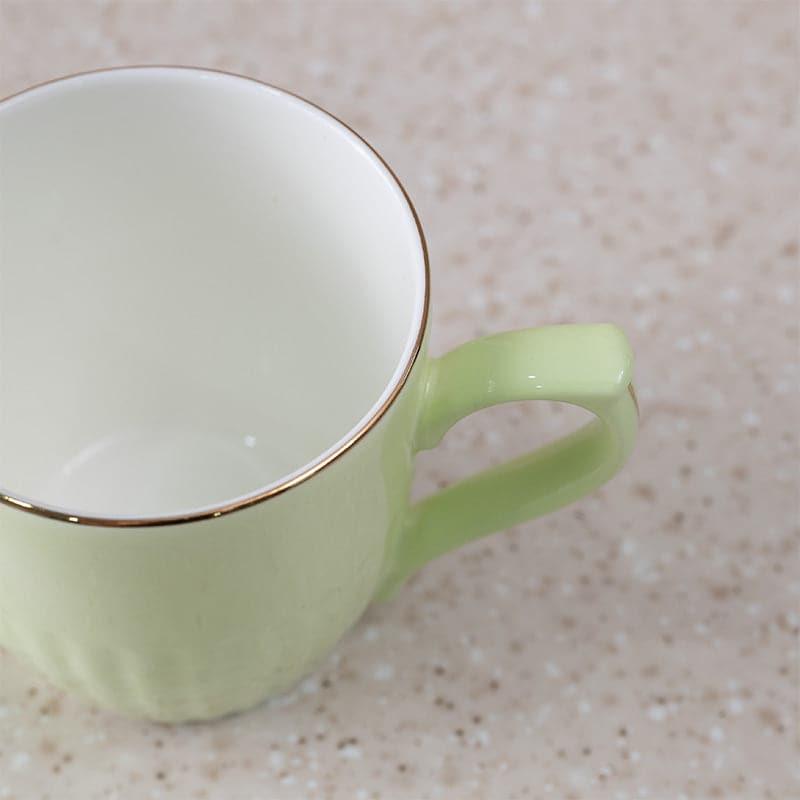 Mug & Tea Cup - Glimo Green Mug (200 ML) - Set Of Six