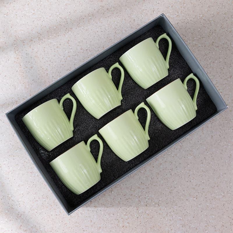 Mug & Tea Cup - Glimo Green Mug (200 ML) - Set Of Six