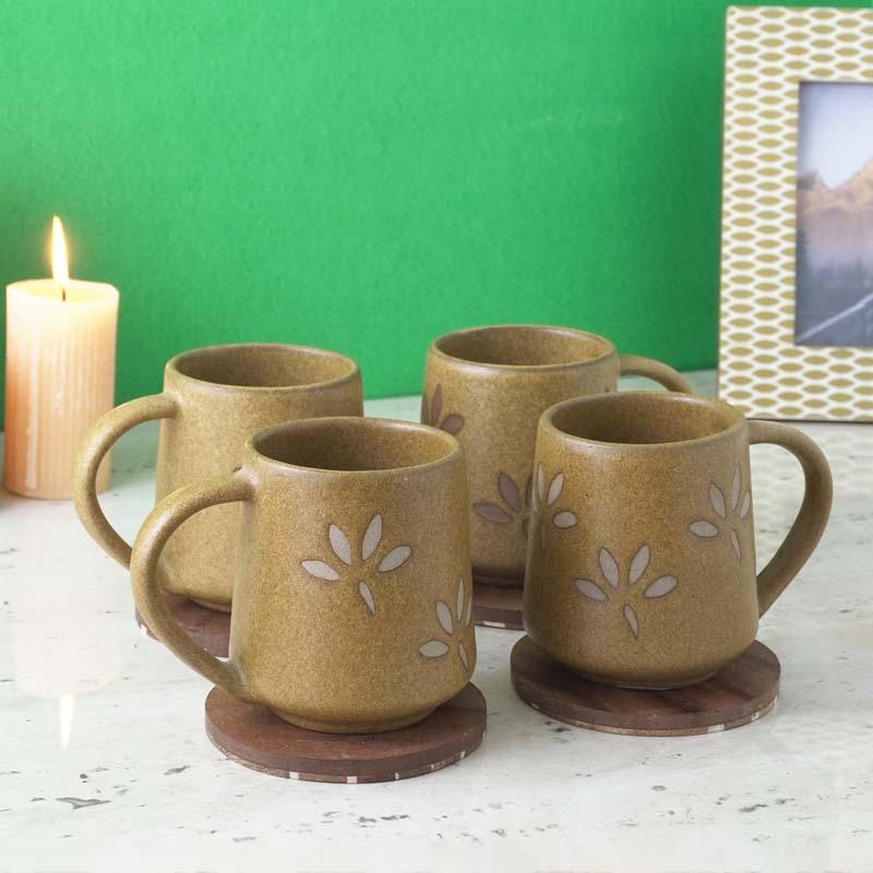 Buy Husk Ochre Mug (400 ML) - Set Of Four Mug & Tea Cup from Vaaree