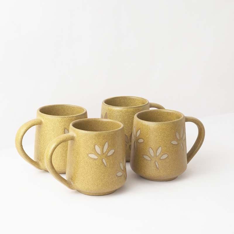 Buy Husk Ochre Mug (400 ML) - Set Of Four Mug & Tea Cup from Vaaree