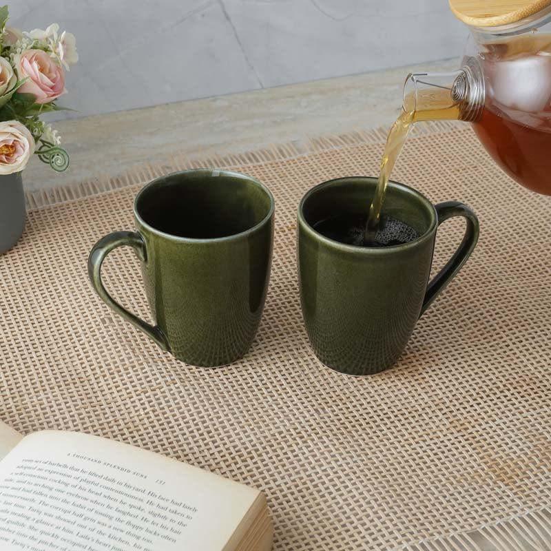 Buy Jivina Olive Mug (400 ML) - Set Of Two Mug & Tea Cup from Vaaree