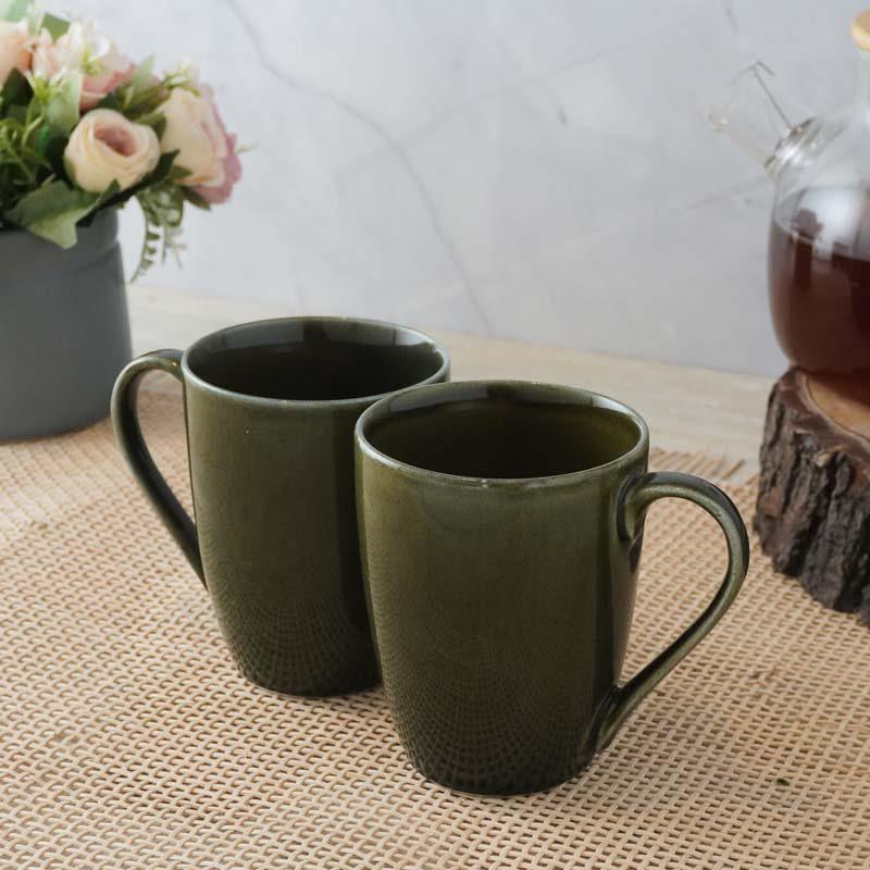 Buy Jivina Olive Mug (400 ML) - Set Of Two Mug & Tea Cup from Vaaree