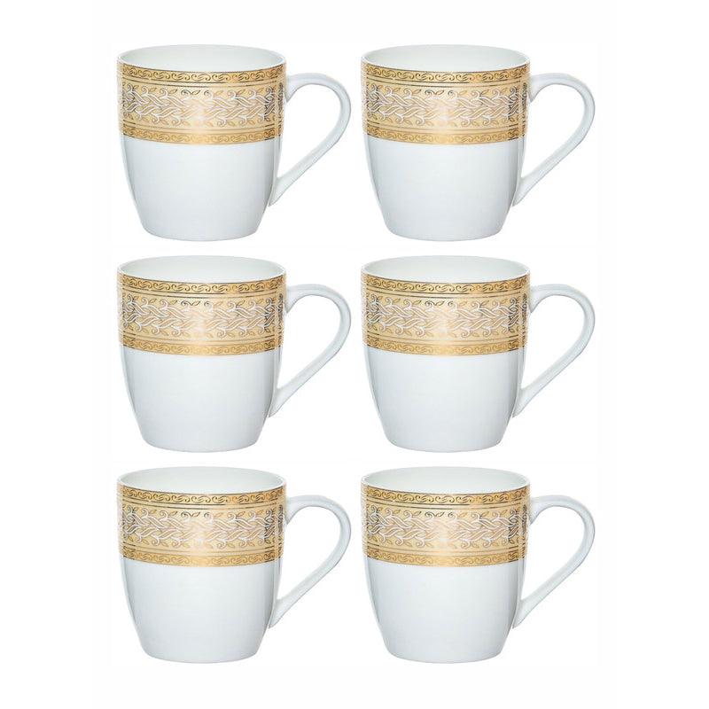 Mug & Tea Cup - Kavero Goldlace Mug (170 ML) - Set Of Six