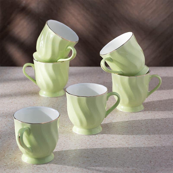 Mug & Tea Cup - Kino Wavy Mint Mug (200 ML) - Set Of Six