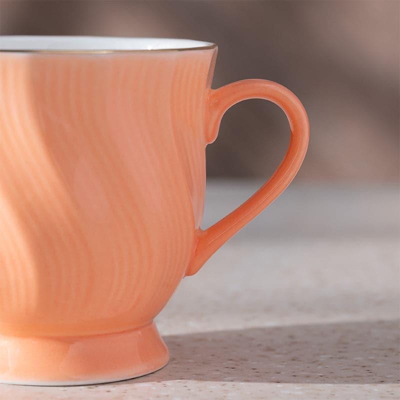 Mug & Tea Cup - Kino Wavy Orange Mug (200 ML) - Set Of Six