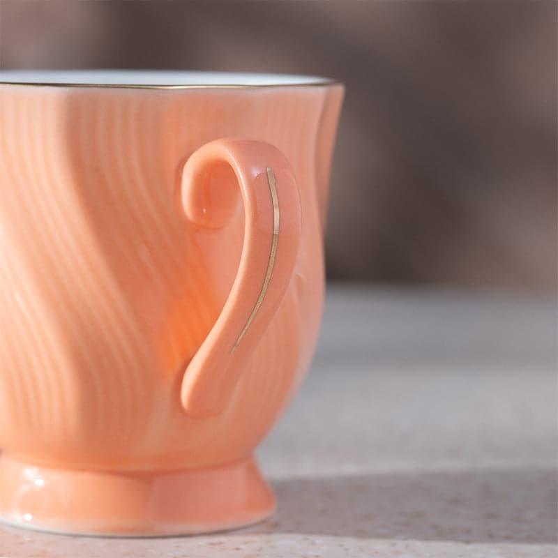 Mug & Tea Cup - Kino Wavy Orange Mug (200 ML) - Set Of Six