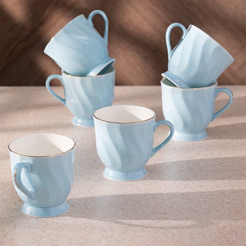 Mug & Tea Cup - Kino Wavy Sky Blue Mug (200 ML) - Set Of Six