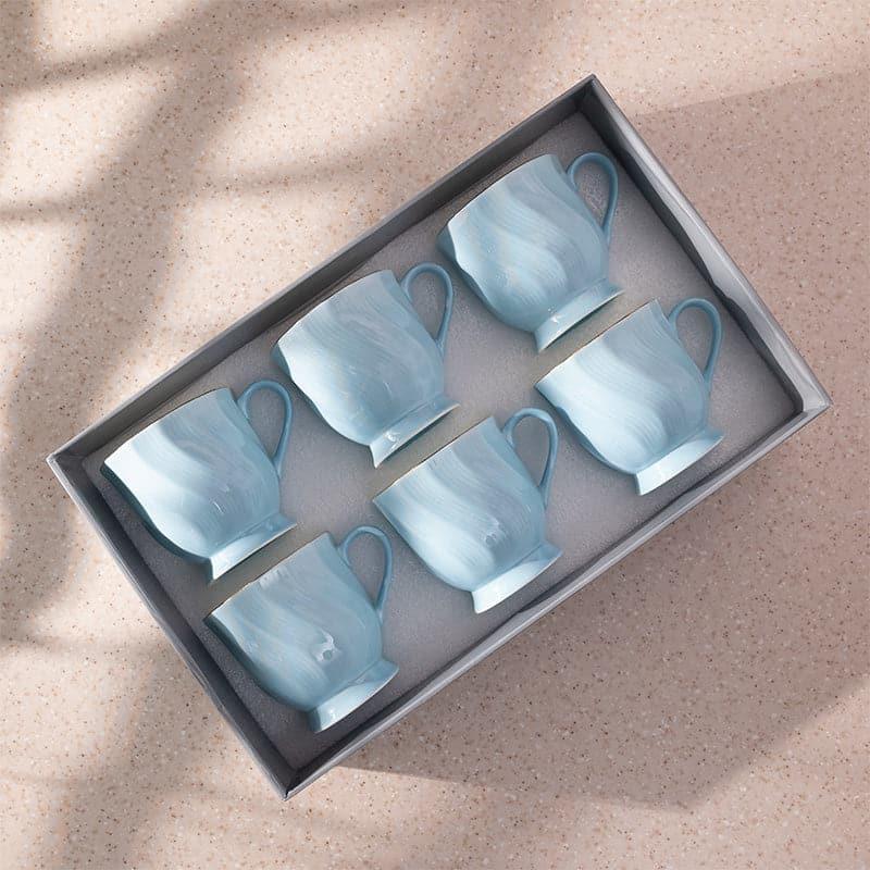 Mug & Tea Cup - Kino Wavy Sky Blue Mug (200 ML) - Set Of Six