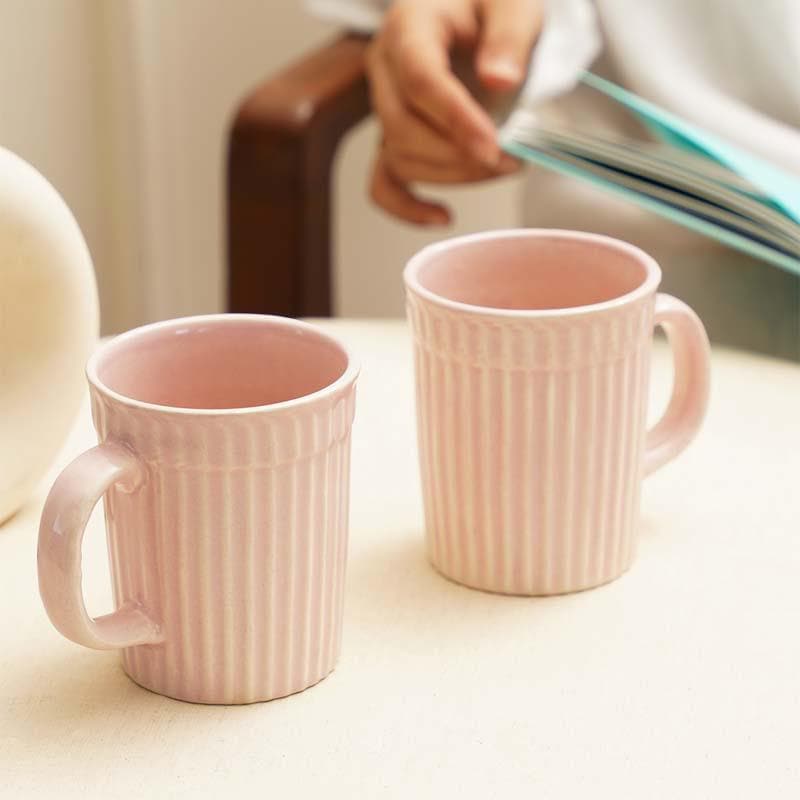 Buy Limso Ribbed Mugs (Pink) - Set Of Two Mug & Tea Cup from Vaaree