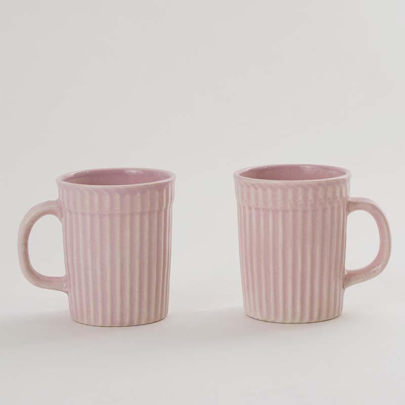 Buy Limso Ribbed Mugs (Pink) - Set Of Two Mug & Tea Cup from Vaaree