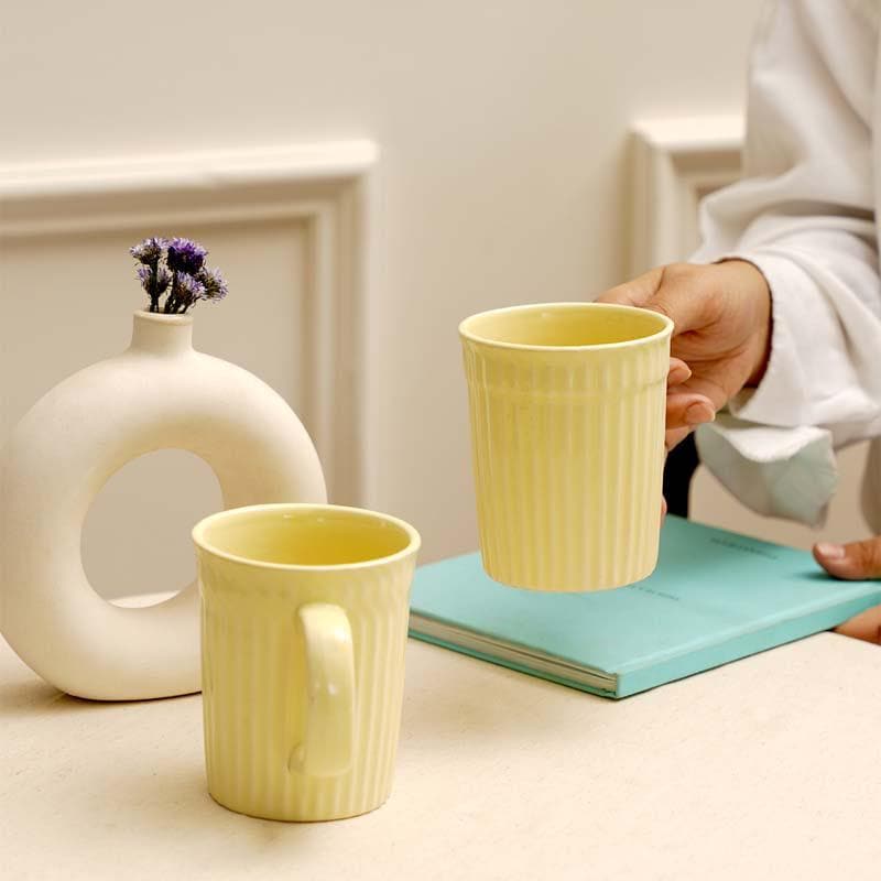 Buy Limso Ribbed Mugs (Yellow) - Set Of Two Mug & Tea Cup from Vaaree