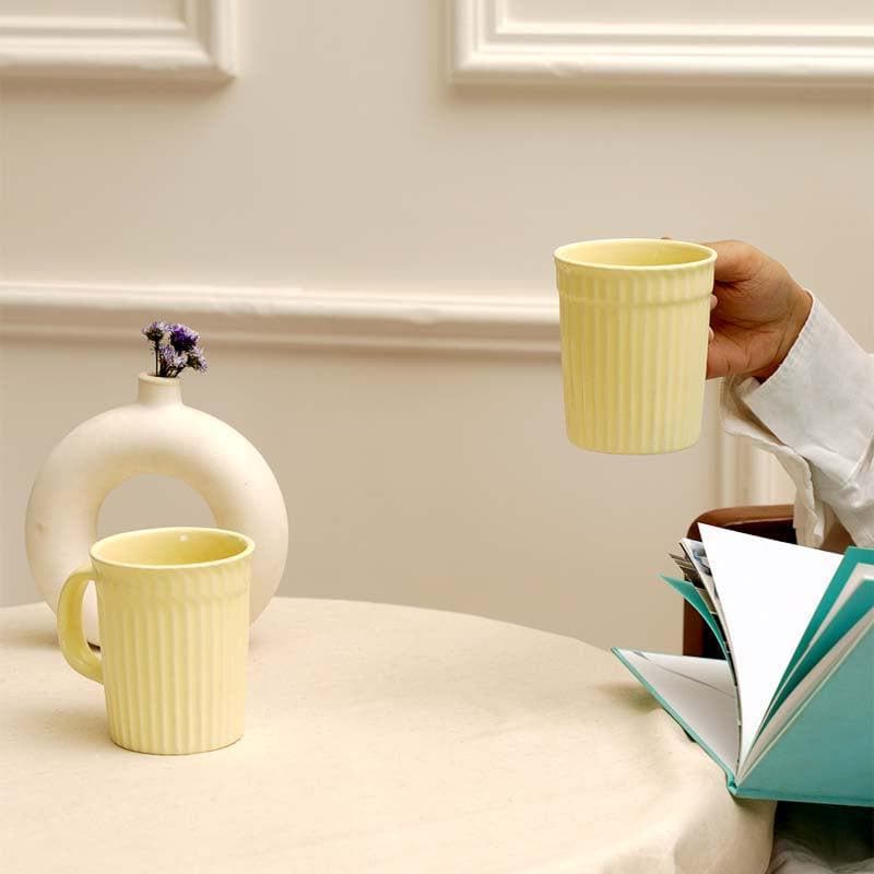 Buy Limso Ribbed Mugs (Yellow) - Set Of Two Mug & Tea Cup from Vaaree