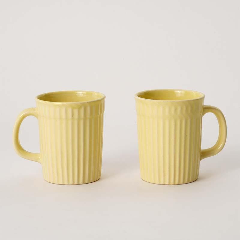 Buy Limso Ribbed Mugs (Yellow) - Set Of Two Mug & Tea Cup from Vaaree