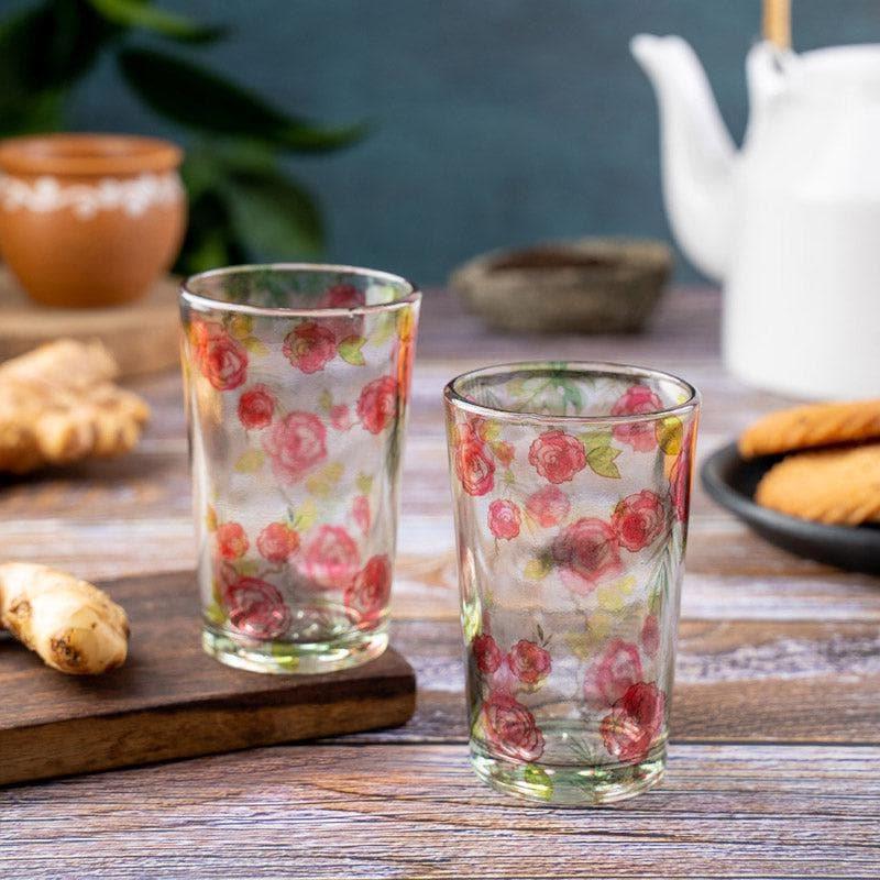 Mug & Tea Cup - Misty Morning Roses Chai Glass - Set of Two