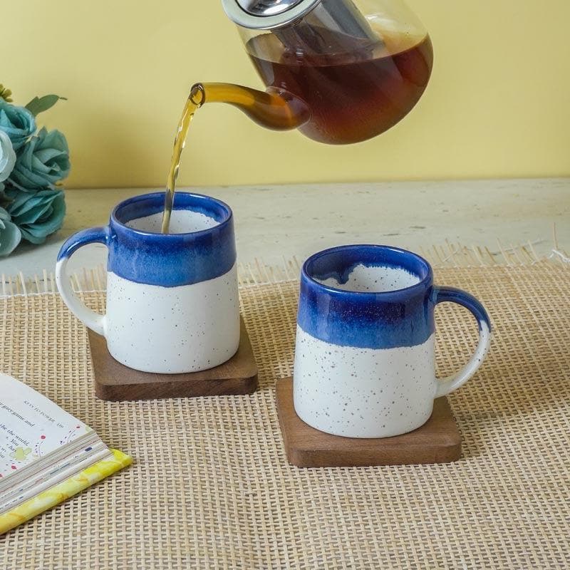 Mug & Tea Cup - Nouvelle Ceramic Mug (Blue) - Set Of Two